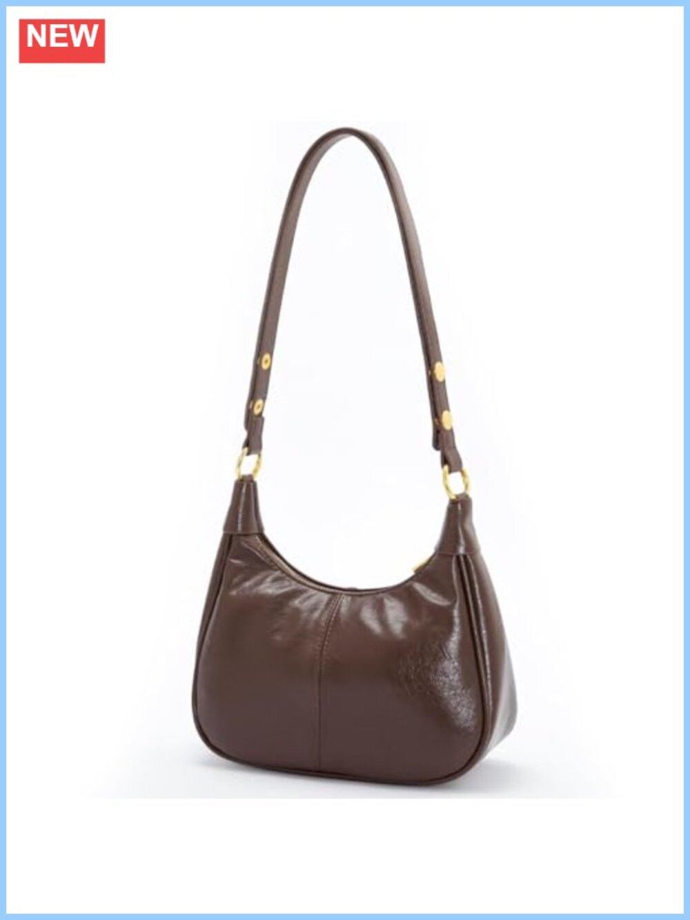 Vegan Leather Crescent Hobo Shoulder Bag Zipper Crossbody Purse